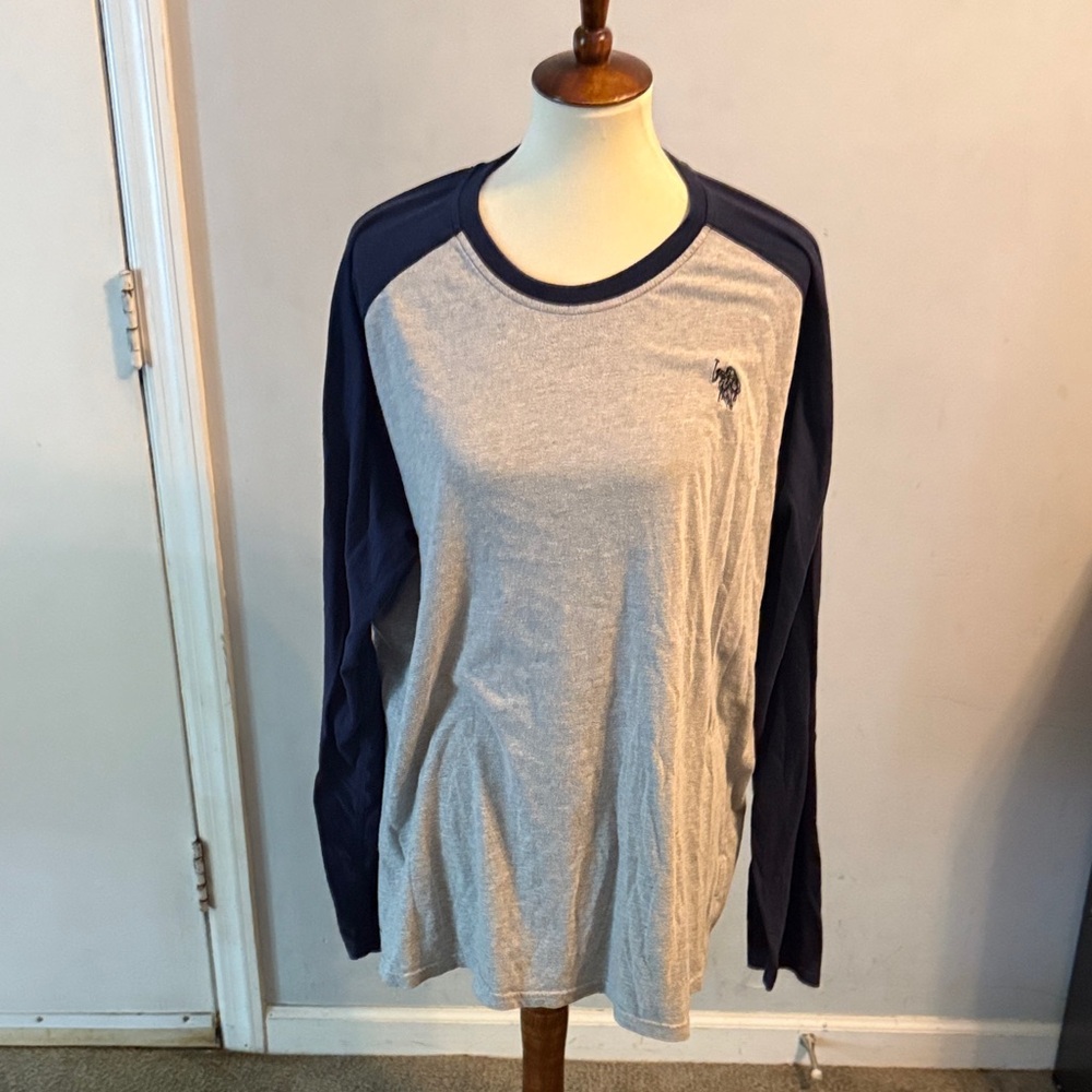 U.S. Polo Assn. Gray and Navy Long Sleeve Tee